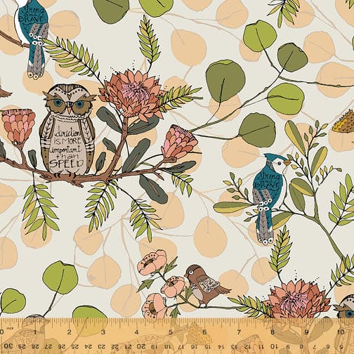 New! Jaye Bird - Encouraging Birds Ivory - per yard - by Kori Turner Goodhart for Windham Fabrics - 53269-1-Yardage - on the bolt-RebsFabStash