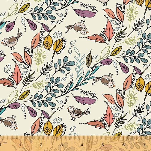 New! Jaye Bird - Flying Foliage Ivory - per yard - by Kori Turner Goodhart for Windham Fabrics - 53271-1-Yardage - on the bolt-RebsFabStash