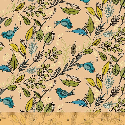 New! Jaye Bird - Flying Foliage Peach - per yard - by Kori Turner Goodhart for Windham Fabrics - 53271-5-Yardage - on the bolt-RebsFabStash