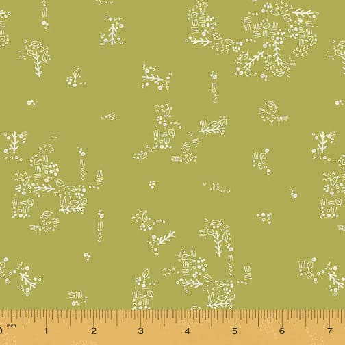 New! Jaye Bird - Little Doodles Chartreuse - Per yard - by Kori Turner Goodhart for Windham Fabrics - 53275-11-Yardage - on the bolt-RebsFabStash
