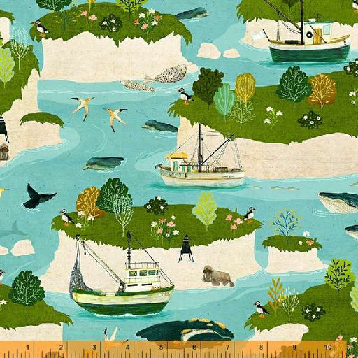 New! Land and Sea - Archipelago Clear Skies - per yard - by Katherine Quinn for Windham Fabrics - 53276D-1-Yardage - on the bolt-RebsFabStash