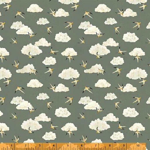 New! Land and Sea - Seabirds and Clouds Stormy - per yard - by Katherine Quinn for Windham Fabrics - 53279D-2 Gray-Yardage - on the bolt-RebsFabStash