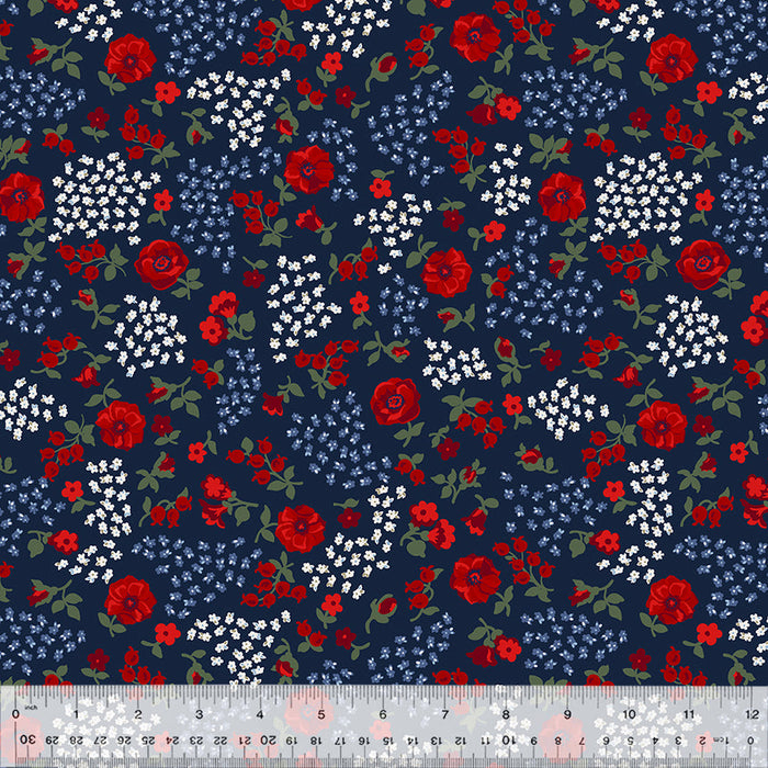 New! Sabrina - by Whistler Studios for Windham Fabrics - Patriotic Floral - PROMO Fat Quarter Bundle (13) 18" x 22" pieces