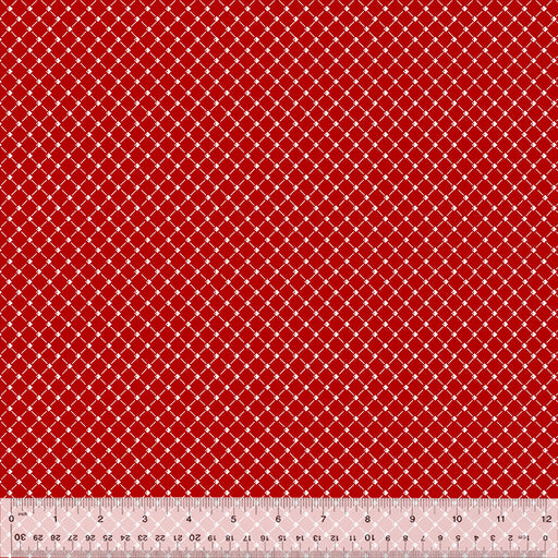 Sabrina - per yard - by Whistler Studios for Windham Fabrics - Patriotic Floral - Garden Fence on Red - 53481 - 5-Yardage - on the bolt-RebsFabStash