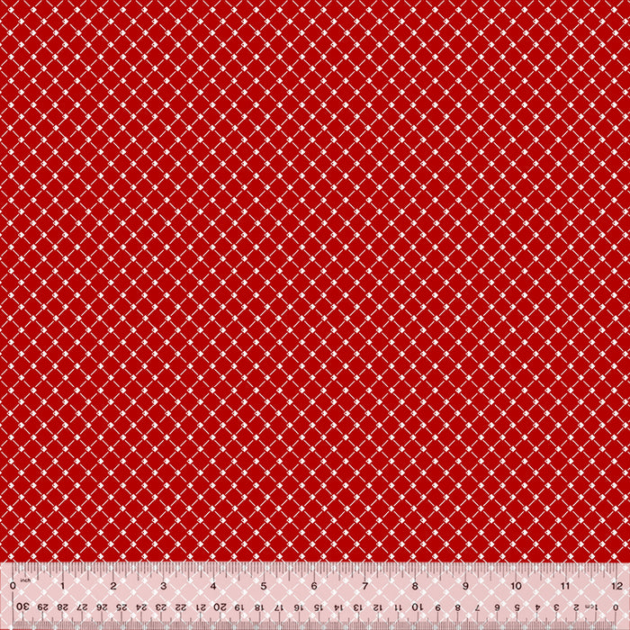 Sabrina - per yard - by Whistler Studios for Windham Fabrics - Patriotic Floral - Garden Fence on Red - 53481 - 5-Yardage - on the bolt-RebsFabStash