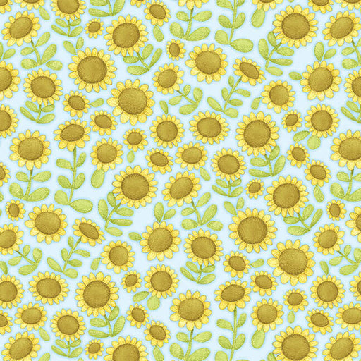 NEW! Farm Babies - Sunflowers - Blue - Floral - Per Yard - by Beth Logan for Henry Glass - FARMBABIES Q-555-11-Yardage - on the bolt-RebsFabStash