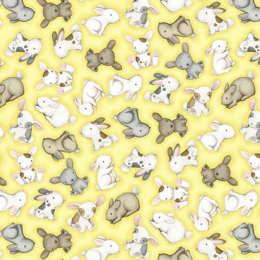 NEW! Farm Babies - Tossed Bunnies - Yellow - Animals - Per Yard - by Beth Logan for Henry Glass - FARMBABIES Q-556-44-Yardage - on the bolt-RebsFabStash
