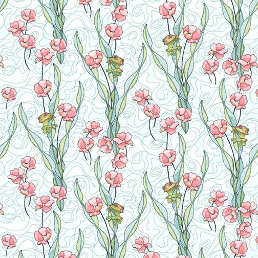 NEW! Koi Garden - Frogs and Flowers - Per Yard - by Nancy Archer for Studio e - Koi - Multi - 6028-12-Yardage - on the bolt-RebsFabStash