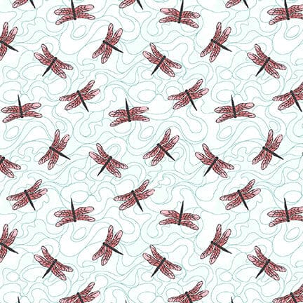 NEW! Koi Garden - Tossed Small Dragonflies - Per Yard - by Nancy Archer for Studio e - Koi - Multi - 6030-12-Yardage - on the bolt-RebsFabStash
