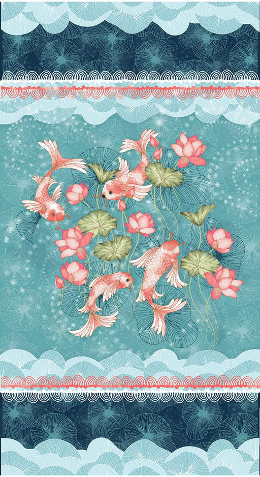 NEW! Koi Garden -Koi Fish 24" x 43" Panel - Per PANEL! - by Nancy Archer for Studio e - Koi - Multi - 6033P-72-Panel-RebsFabStash