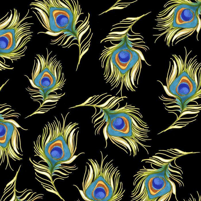 Pretty Peacock - Sitting Pretty Fabric - per yard - Loralie Harris Designs - Feathers - Cerise, Pink - 692-360