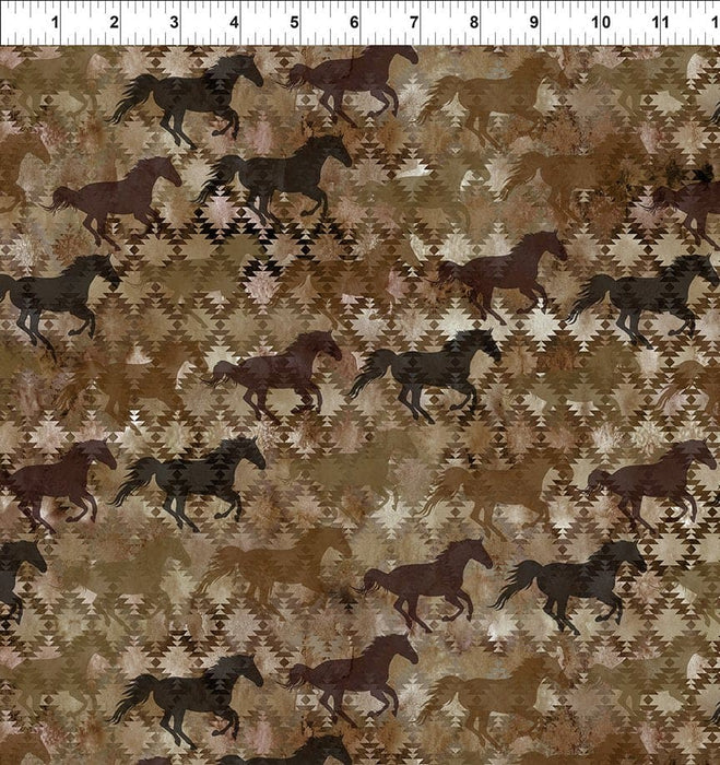 Southwest - Stallions Brown - Per Yard - Jason Yenter - In The Beginning - Horses, Western, Geometric - 6SOU1