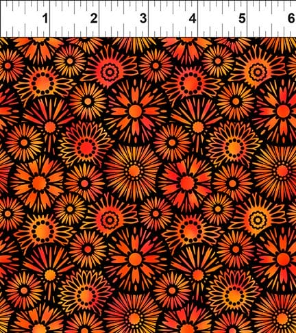 Unusual Garden II - Medium Floral Bursts - Per Yard - Jason Yenter - In the Beginning Fabrics - Red, Orange - Dark - 8UGB-1-Yardage - on the bolt-RebsFabStash