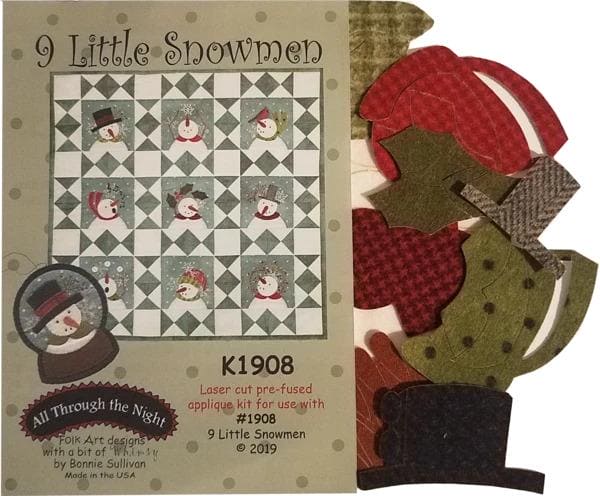 9 Little Snowman - Quilt KIT - Bonnie Sullivan - Flannel or Wool - All Through the Night - Primitive - RebsFabStash