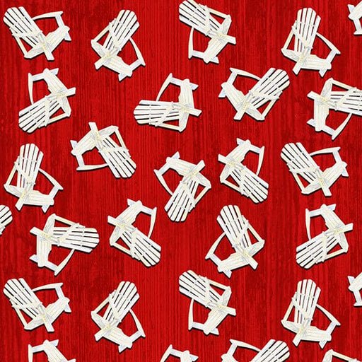 NEW! Dockside - Adirondack chair toss - Per Yard - by Barb Tourtillotte for Henry Glass - Red - 9776-88-Yardage - on the bolt-RebsFabStash