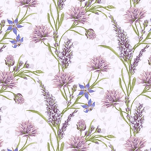 NEW! Lavender Garden - Lavender Vine - Per Yard - by Jane Shasky for Henry Glass - Lavender - 9874-56-Yardage - on the bolt-RebsFabStash