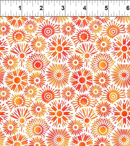 Unusual Garden II - Medium Floral Bursts - Per Yard - Jason Yenter - In the Beginning Fabrics - Red, Orange - Light - 9UGB-1-Yardage - on the bolt-RebsFabStash