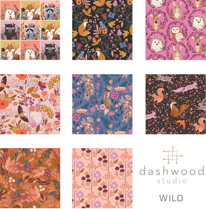 NEW! Wild - Continuous Floral - Per Yard - by Bethan Janine for Dashwood Studio - Animals, Wildlife, Nature - WILD 1926