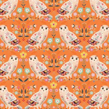 NEW! Animal Magic - Owl - Per Yard - by Bee Brown for Dashwood Studio - Multi/Orange - AMAG-2151-Yardage - on the bolt-RebsFabStash