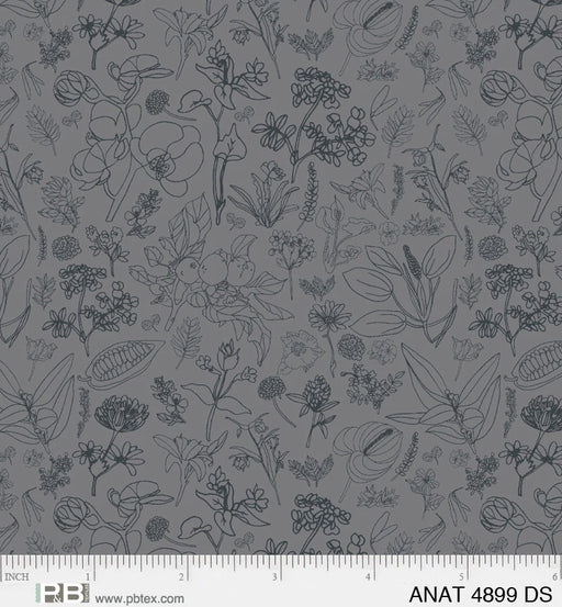 NEW! - Au Naturel - Field of Flowers Dark Steel - Per Yard - by Jacqueline Schmidt for P&B Textiles - ANAT-04899-DS-Yardage - on the bolt-RebsFabStash