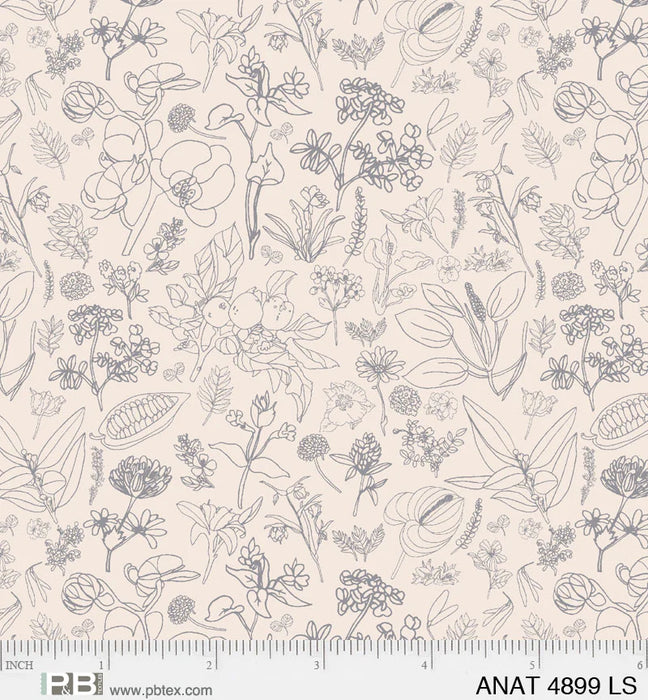 NEW! - Au Naturel - Field of Flowers Light Steel - Per Yard - by Jacqueline Schmidt for P&B Textiles - ANAT-04899-LS-Yardage - on the bolt-RebsFabStash