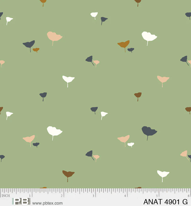 NEW! - Au Naturel - Ginko Green - Per Yard - by Jacqueline Schmidt for P&B Textiles - ANAT-04901-G