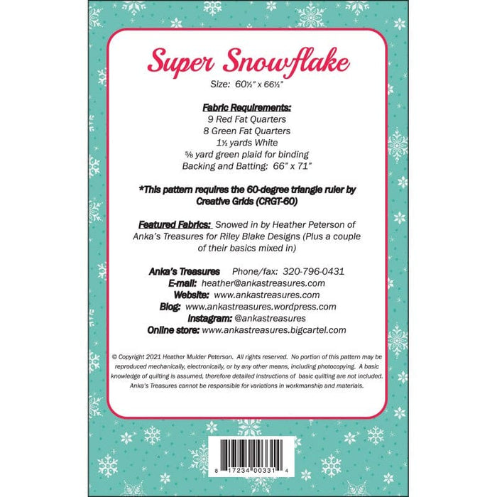 Super Snowflake - Quilt KIT - By Heather Peterson for Anka's Treasures - Snowed In fabric by Heather Peterson - Riley Blake - Winter