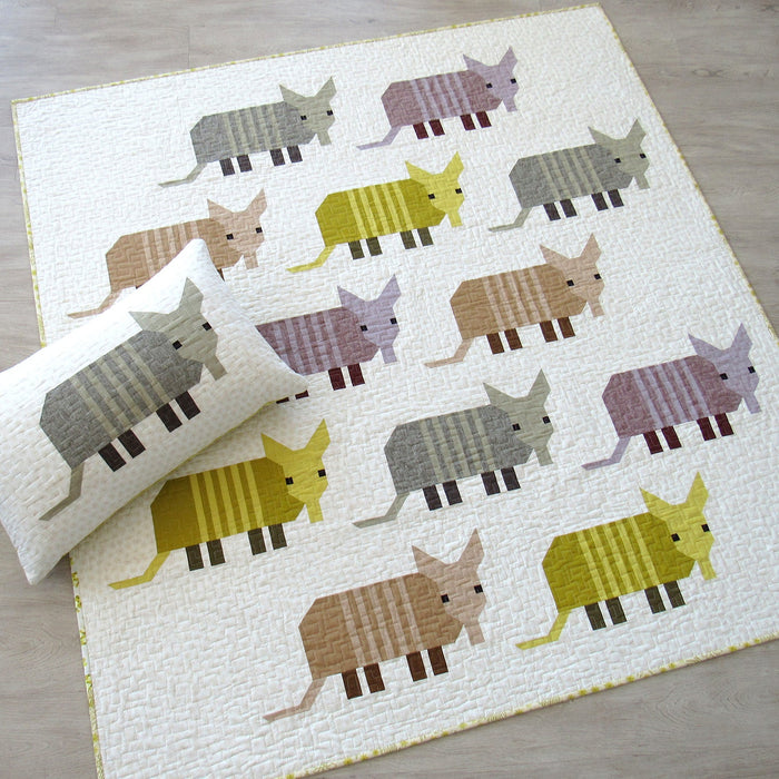 elizabeth hartman quilt pattern - armadillo quilt - pillow pattern - desert animal quilt - bed quilt pattern