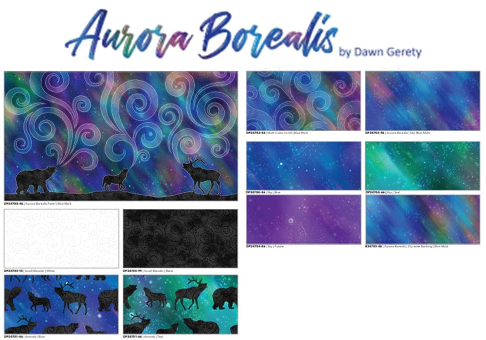 NEW! Aurora Borealis - Aurora 24" Panel - Per Panel - By Dawn Gerety for Northcott - Digital Print - Blue Multi - DP24700-46