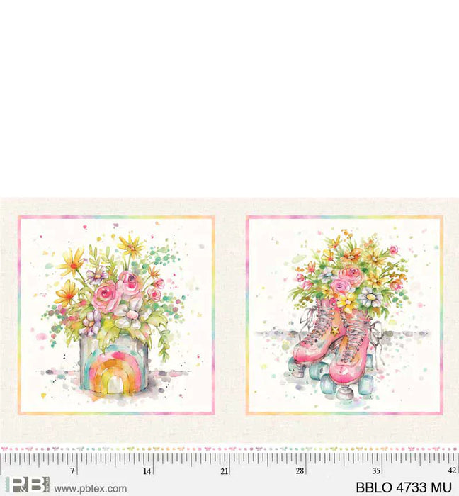 Boots and Blooms - Sillier than Sally Designs - running yardage - per yard - by P&B Textiles - Medium Floral on Pink - BBLO-4740 -P