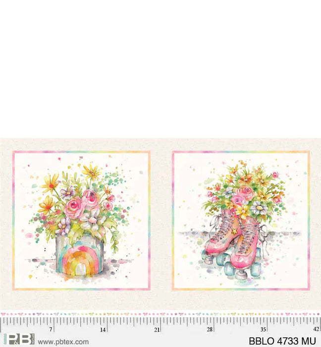 Boots and Blooms - Sillier than Sally Designs - running yardage - per yard - by P&B Textiles - Medium Floral on Antique White - BBLO-4740 -MU