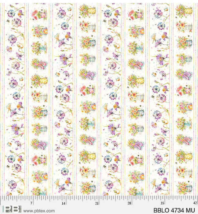 Boots and Blooms - Sillier than Sally Designs - Pillow Panel - per 24" panel - by P&B Textiles - Pillow Panel - Skates & Rainbow Pot/Vase 04733