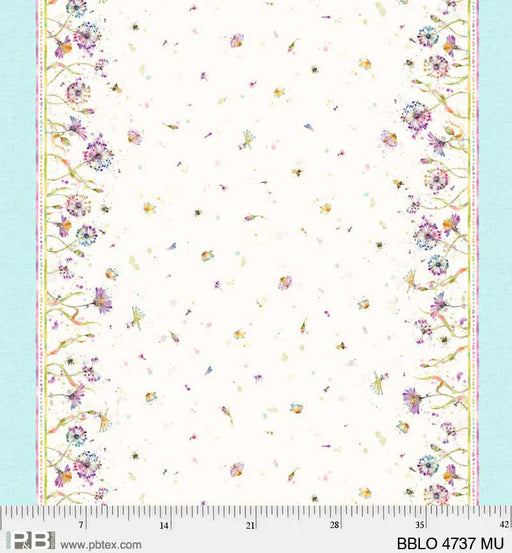 Boots and Blooms - Sillier than Sally Designs - running yardage - per yard - by P&B Textiles - Double Border - Spring flowers - BBLO-4737-MU-Yardage - on the bolt-RebsFabStash