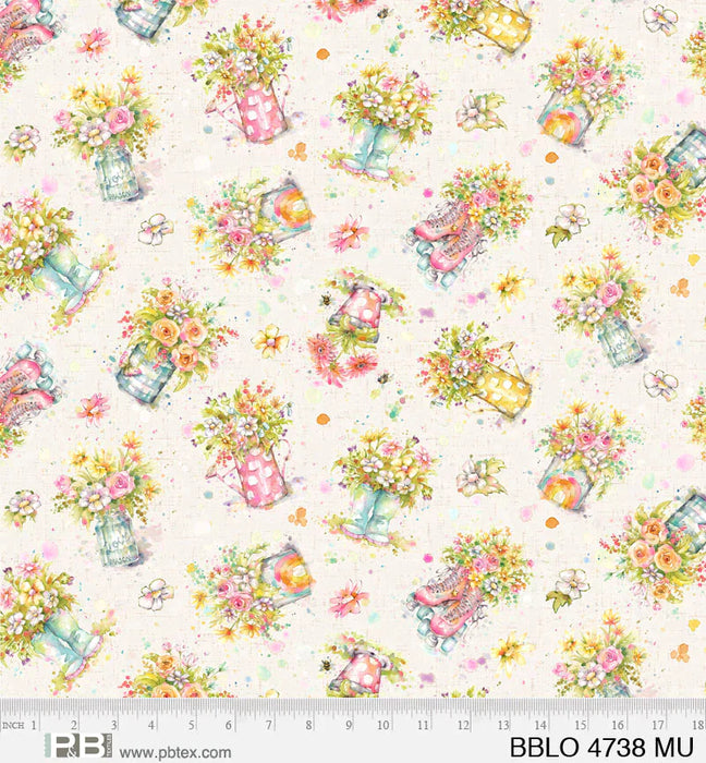 Boots and Blooms - Sillier than Sally Designs - running yardage - per yard - by P&B Textiles - Watercolor Splotches - 04736 MU