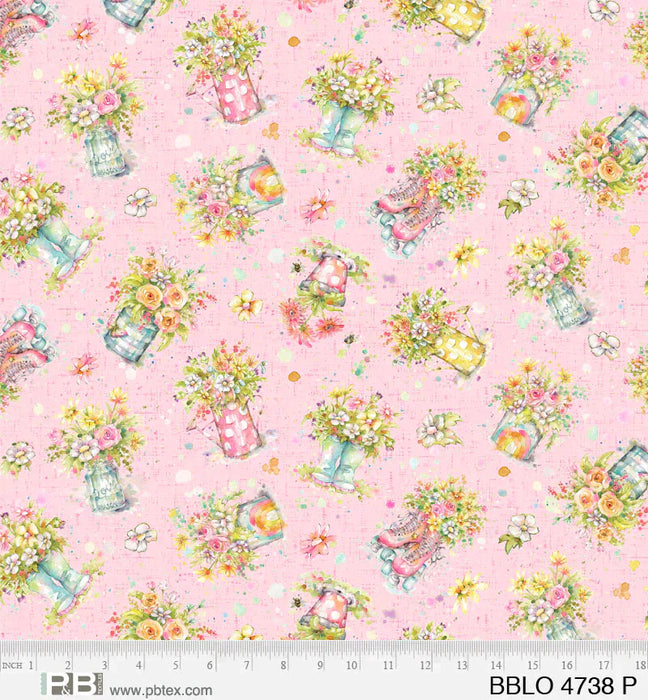 Boots and Blooms - Sillier than Sally Designs - by P&B Textiles - Watercolor - PROMO Fat Quarter Bundle (13) 18" x 22" Pieces - Option to include Pillow panels!