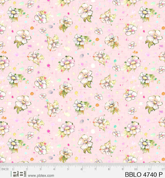 Boots and Blooms - Sillier than Sally Designs - running yardage - per yard - by P&B Textiles - Medium Floral on Aqua - BBLO-4740 -T
