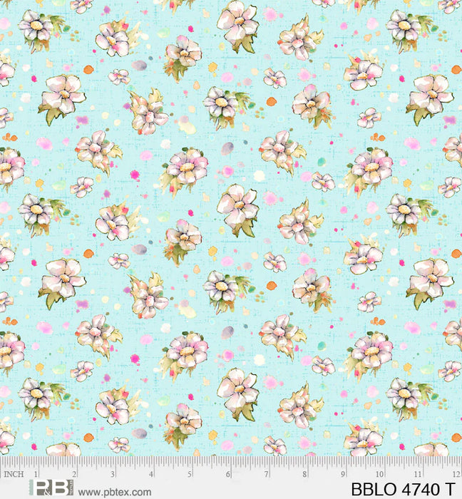Boots and Blooms - Sillier than Sally Designs - running yardage - per yard - by P&B Textiles - Double Border - Spring flowers - BBLO-4737-MU