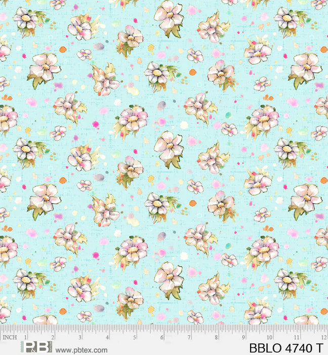 Boots and Blooms - Sillier than Sally Designs - running yardage - per yard - by P&B Textiles - Medium Floral on Antique White - BBLO-4740 -MU