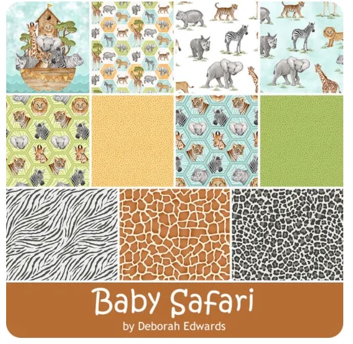 NEW! Baby Safari - Hexagon Portraits - Per Yard - by Deborah Edwards for Northcott - Baby Animals - Multi Turquoise -24674-63
