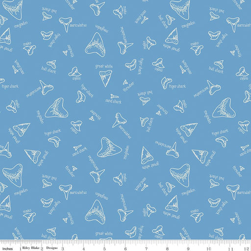 Riptide - Fossils - Blue - Rachel Ericson - Citrus & Mint Designs - Riley Blake - per yard - Shark Teeth, Tooth - C10301-BLUE-Yardage - on the bolt-RebsFabStash