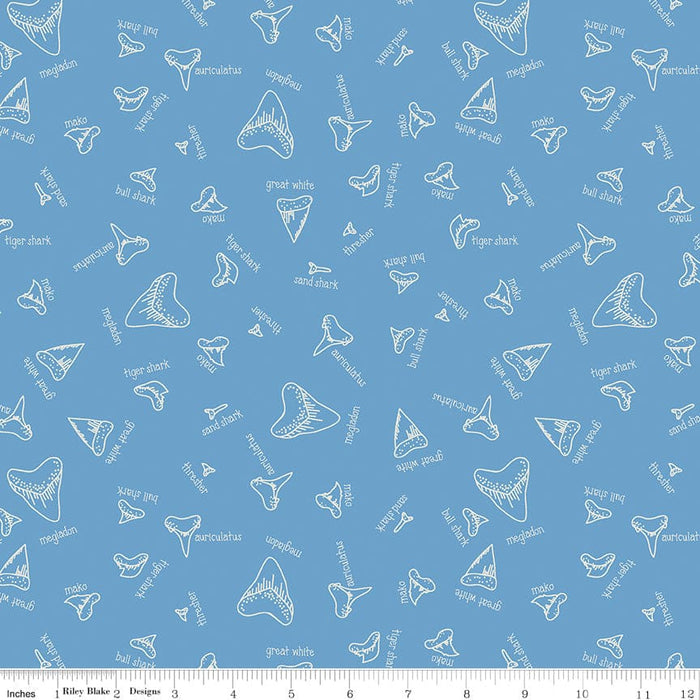 Riptide - Fossils - Blue - Rachel Ericson - Citrus & Mint Designs - Riley Blake - per yard - Shark Teeth, Tooth - C10301-BLUE