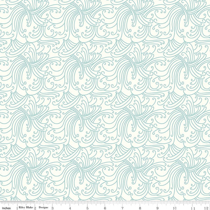Riptide - Main - Mint - Rachel Ericson - Citrus & Mint Designs - per yard - Riley Blake - Sharks, Ocean - C10300-MINT