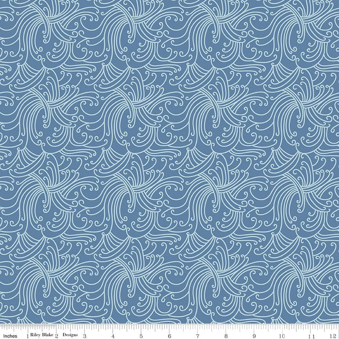 Riptide - Gnarly Waves - Denim - Rachel Ericson - Citrus & Mint Designs - Riley Blake - Ocean, Tonal, Blender - C10302-DENIM-Yardage - on the bolt-RebsFabStash