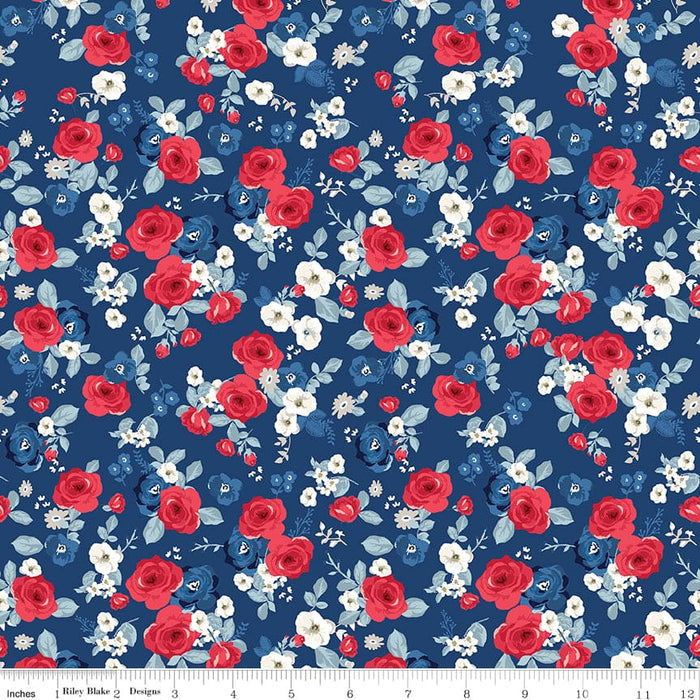 Land of Liberty - Pinwheels Navy- per yard - by My Mind's Eye for Riley Blake Designs - Patriotic, Flag - C10565-NAVY