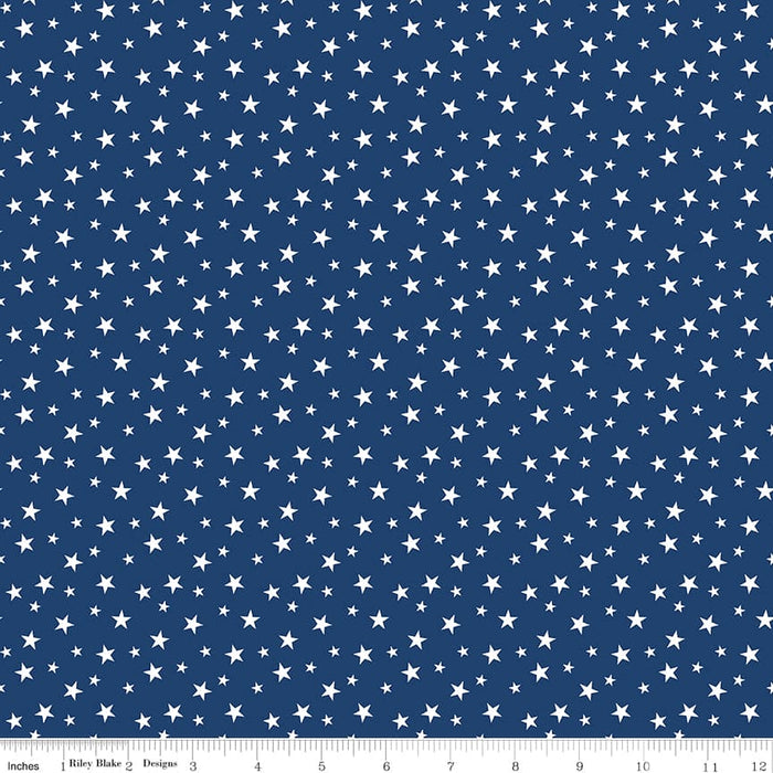 Land of Liberty - Stars Navy - per yard - by My Mind's Eye for Riley Blake Designs - Patriotic, Stars - C10562-NAVY-Yardage - on the bolt-RebsFabStash