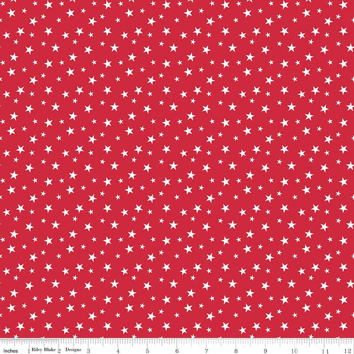 Land of Liberty - Stars Red - per yard - by My Mind's Eye for Riley Blake Designs - Patriotic, Stars - C10562-RED-Yardage - on the bolt-RebsFabStash