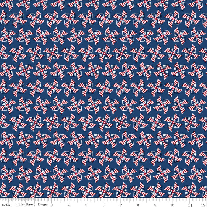 Land of Liberty - Pinwheels White - per yard - by My Mind's Eye for Riley Blake Designs - Patriotic, Flag - C10565-WHITE