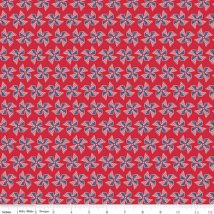 Land of Liberty - Pinwheels Red - per yard - by My Mind's Eye for Riley Blake Designs - Patriotic - C10565-RED-Yardage - on the bolt-RebsFabStash