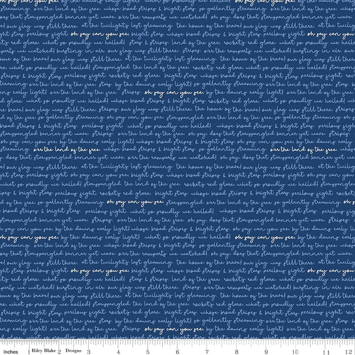 Land of Liberty - Text Navy- per yard - by My Mind's Eye for Riley Blake Designs - Patriotic, Blender- C10566-NAVY