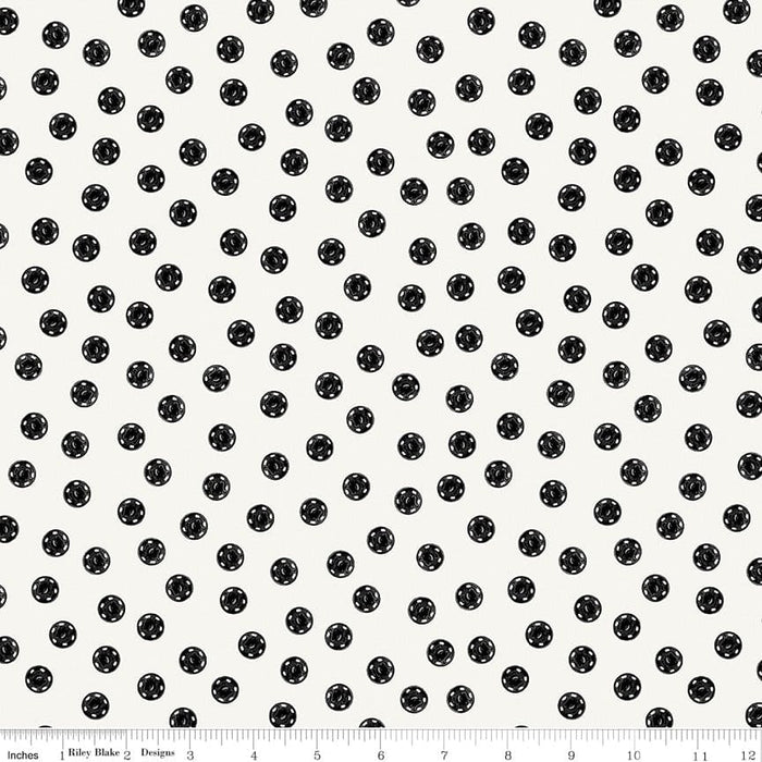 Old Made - Snap Dots - White - per yard - by Janet Wecker Frisch for Riley Blake Designs - Halloween, Old Maid - C10596 WHITE-Yardage - on the bolt-RebsFabStash